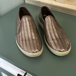 Ecco soft 7 slip ons. Bronze/rose gold in color, size 8.